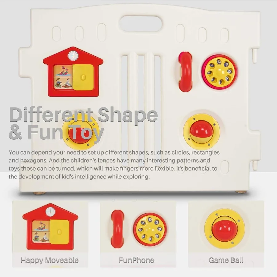 Grey - White Baby Interactive Playpen 8 Panel Safety Gate Children Play Center Child Activity Pen