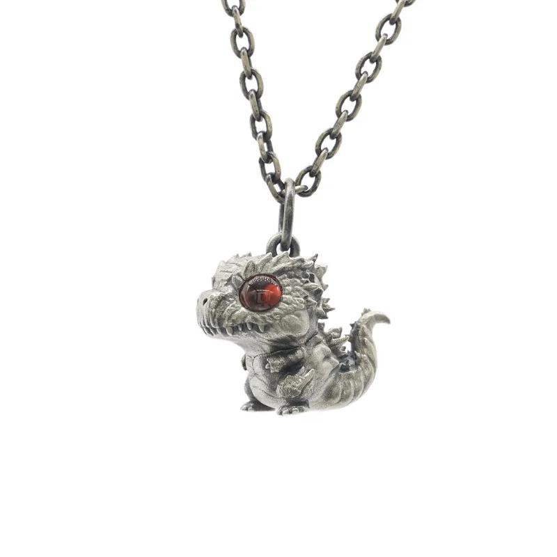 Cute Version of Little Dinosaur Pendant Necklace Q Version Dinosaur Overlord Fashion Personality Jewelry Pendant Necklace