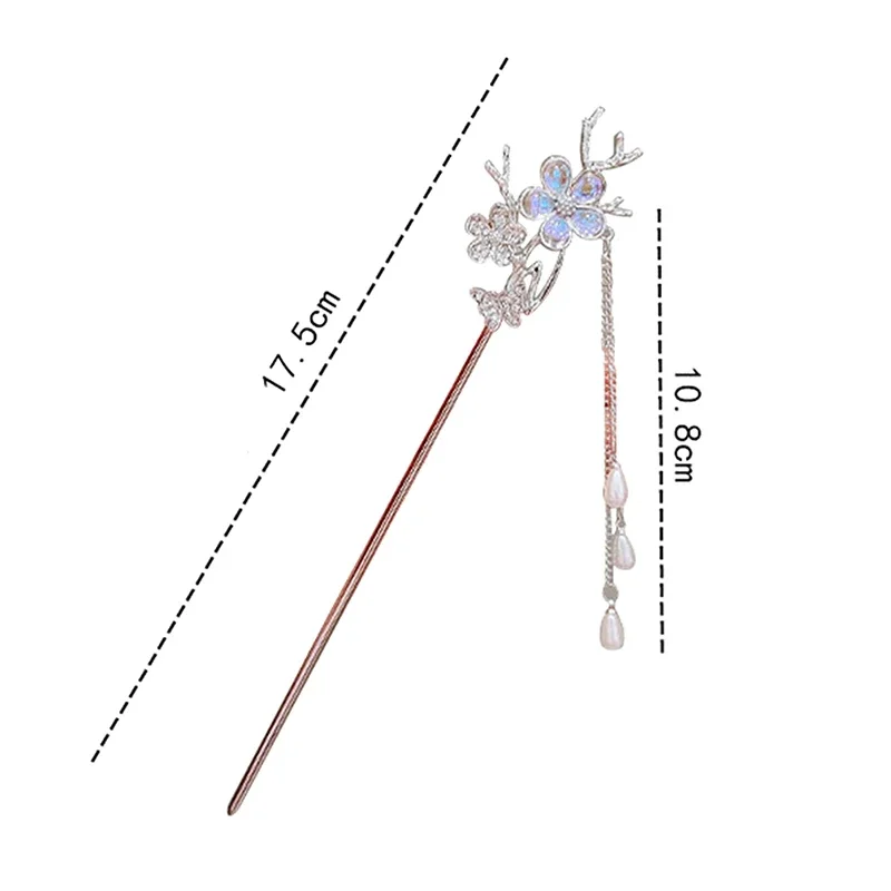 دبابيس شعر على الطراز الصيني العتيق عصي شعر مصنوعة يدويًا للنساء والفتيات شوكة شعر رائعة إكسسوارات شعر متعددة الاستخدامات هدايا #6