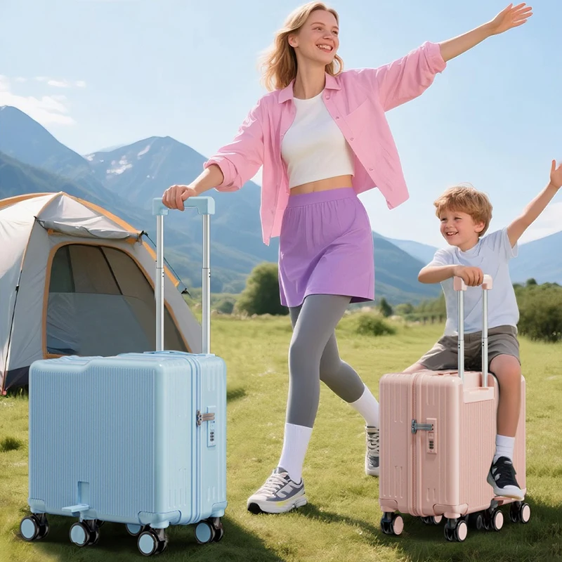 

Детский чемодан, легкий 20-дюймовый чемодан для ручной клади для мальчиков и девочек, дорожный чемодан с тягой для езды, чемодан для родителей и детей
