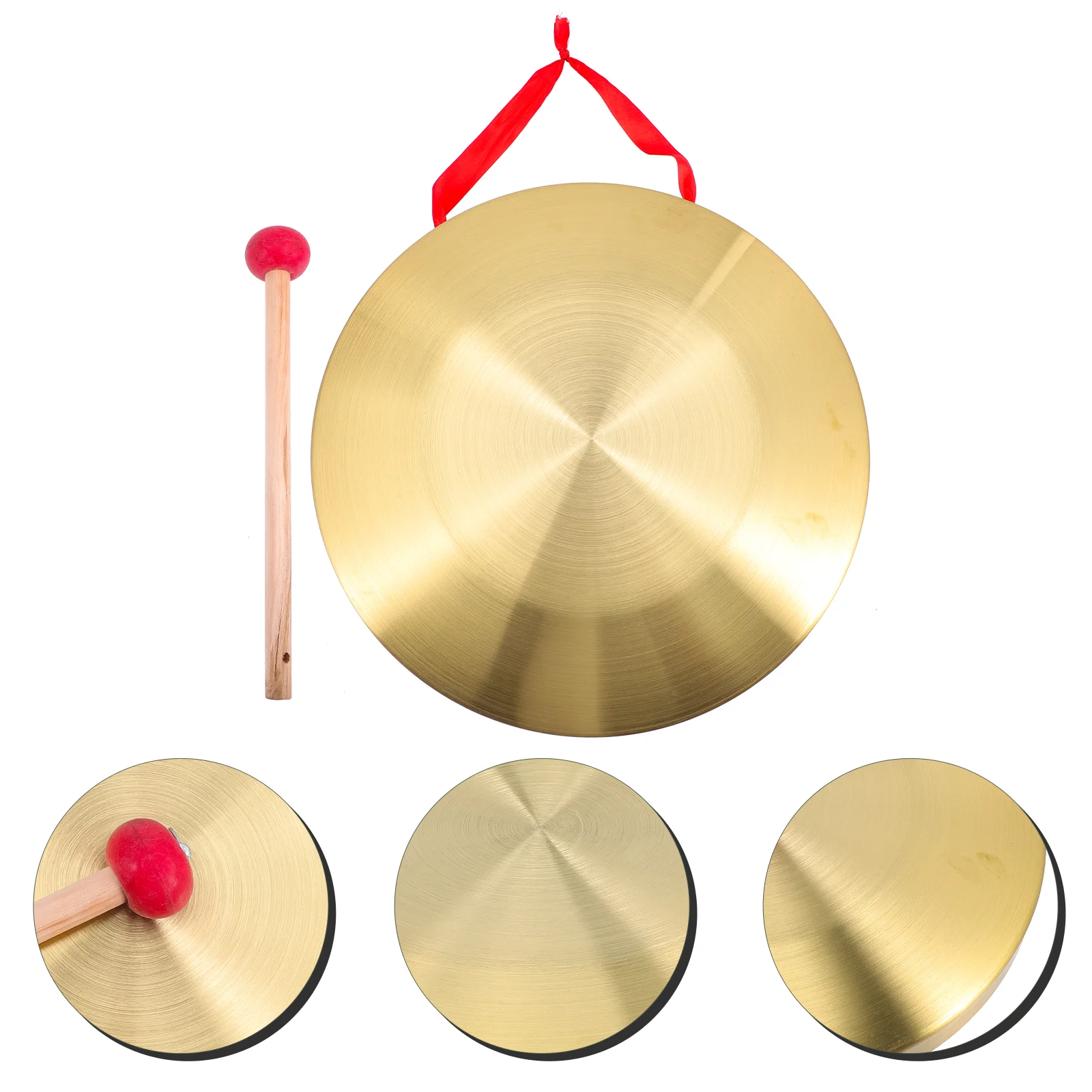 Gong Handheld Metal for Warning with Hammer Portable Copper Cymbals Wood Percussion