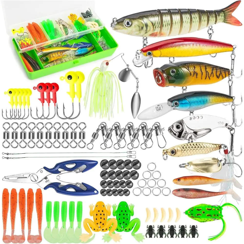 

92-Piece Fishing Tackle Set with Lures, Hooks, Weights, and More - Ideal Bass Freshwater Gift for Men