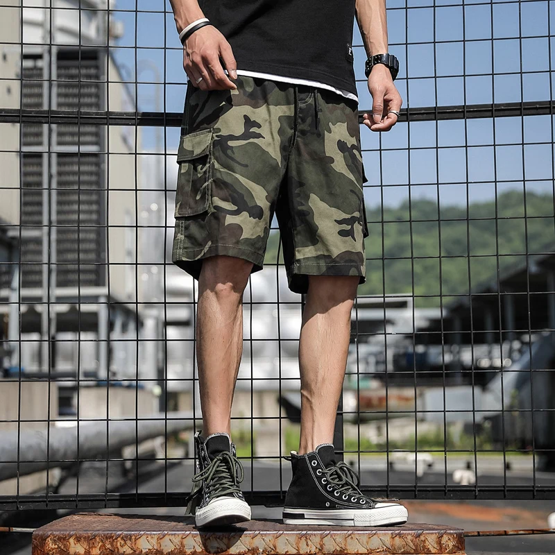 Summer Men\'s Cotton Shorts Multi-Pocket Camo Cargo Shorts Fashion Beach Pants Trend Loose High-Quality Large Size Sports Shorts