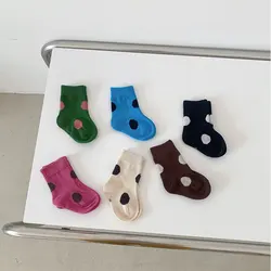 3 Pair Fashion Dot Cotton Baby Socks Autumn 2024 Elastic 3 Size Children's Socks Toddler Boys Girls Socks 0-6Years