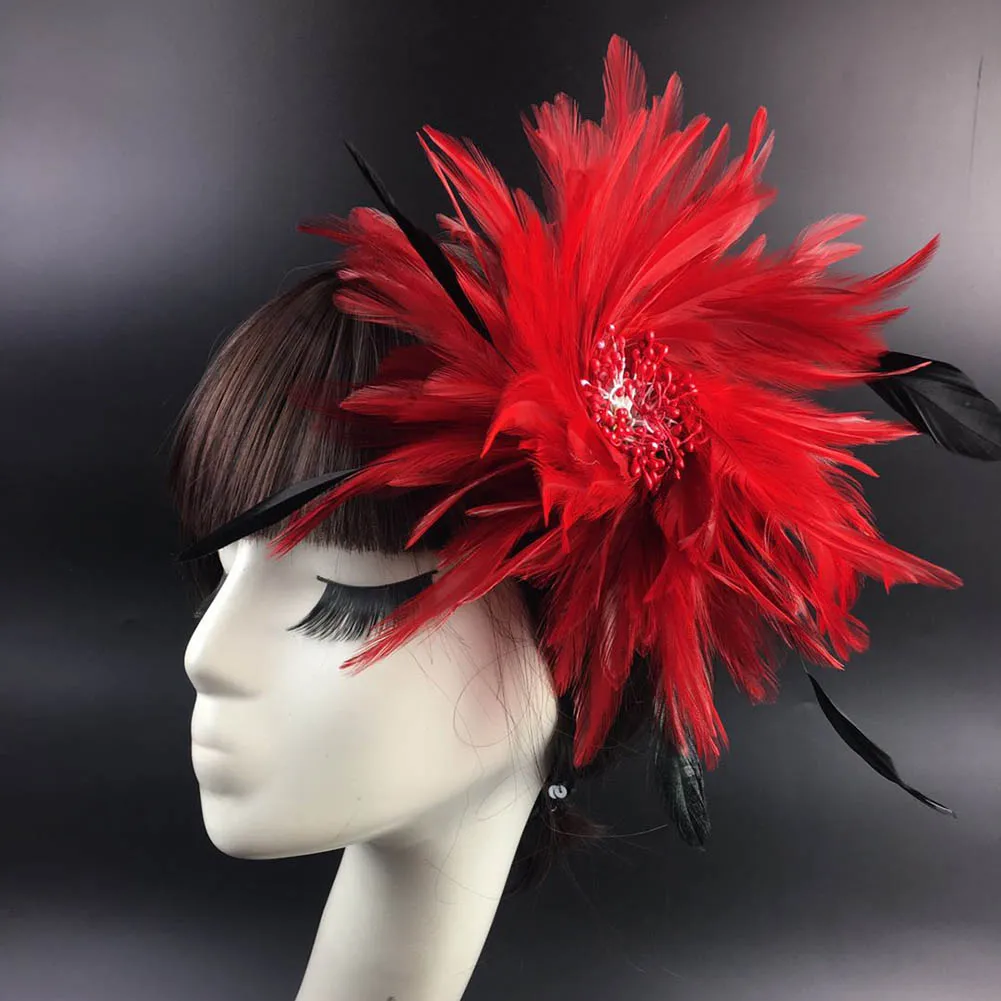 Vintage Colorful Burlesque Headpiece Flapper Ostrich Feather Fancy Headband Flapper Headpiece Woman Hair Accessories Wholesale