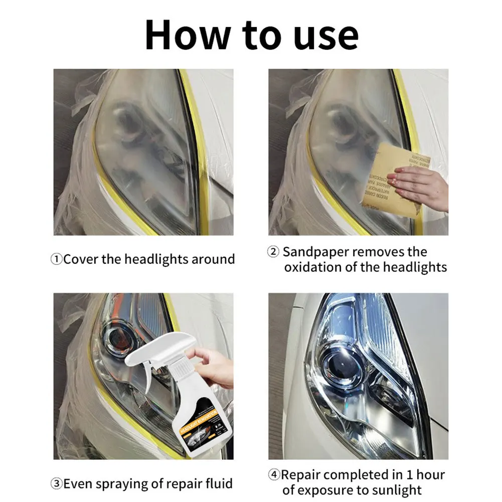 Automotive Headlamp Restoration Fluids Oxidized Kit Heat-Resistant Protection Vehicle Resale Value