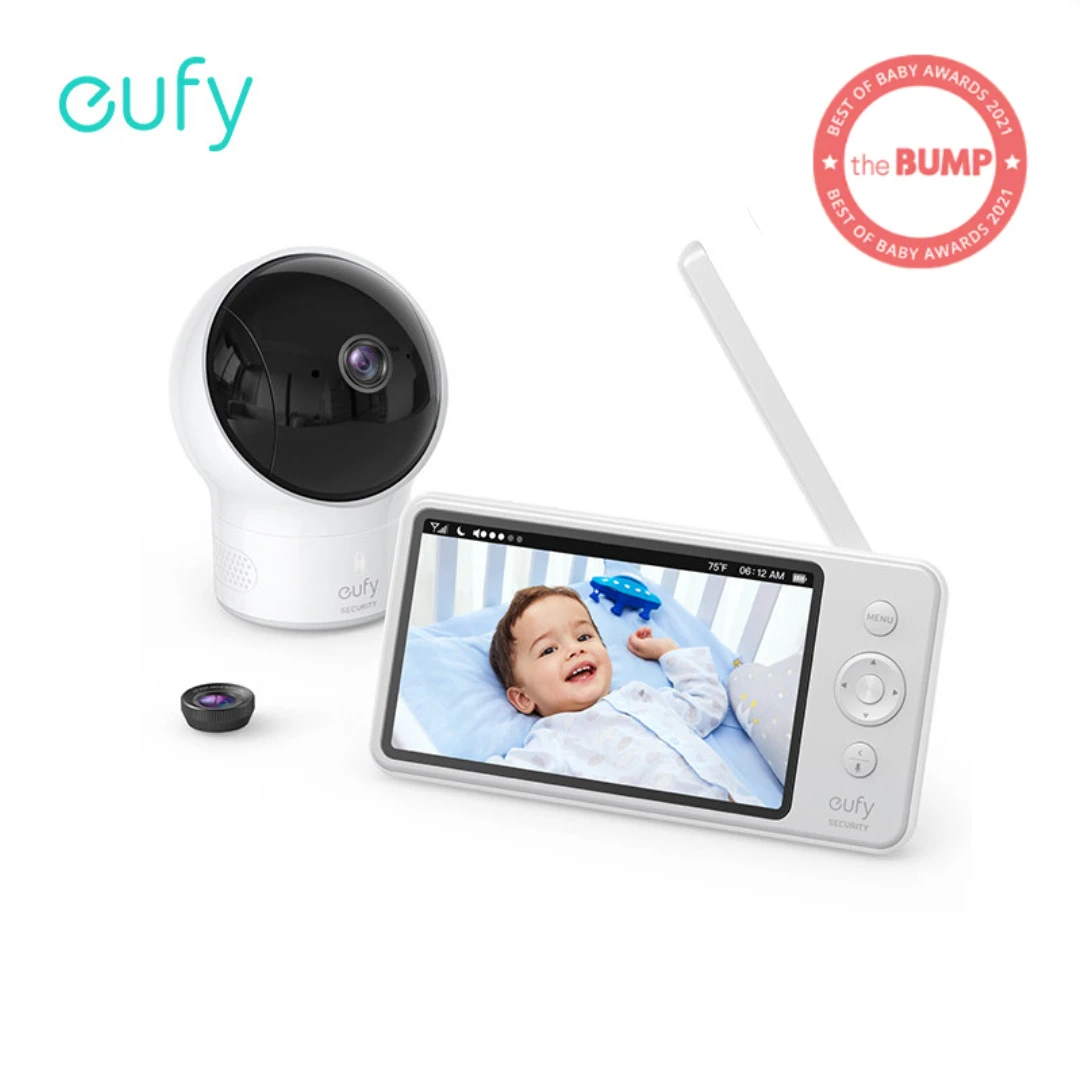 baba eletronica sem fio portatil eufy 5inch com radio audio musica video intercomunicador ir 15h camera e walkie talkie para monitorar o bebe security protection 720p hd 01