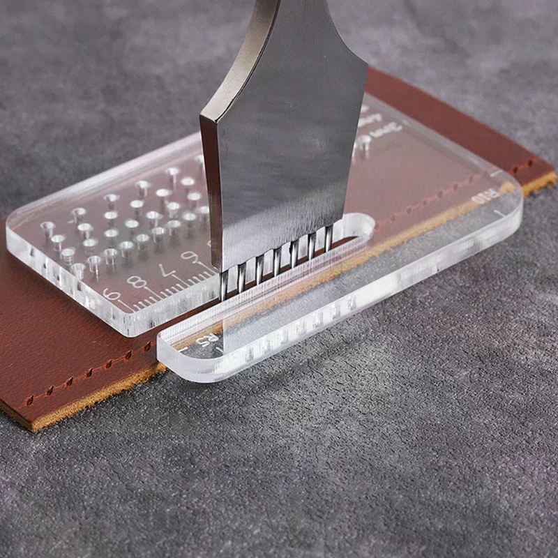 4mm Multi-functional Thickened Transparent Puller Acrylic Rounded Cutting Distance Ruler Hitting Auxiliary Manual Leather Tool