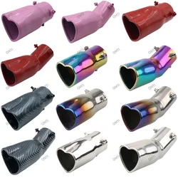 Coração Forma Estilo Car Exhaust Tip, silencioso modificado, acessórios de tubulação, Tailpipe Entrada, 60mm, 1 Pc