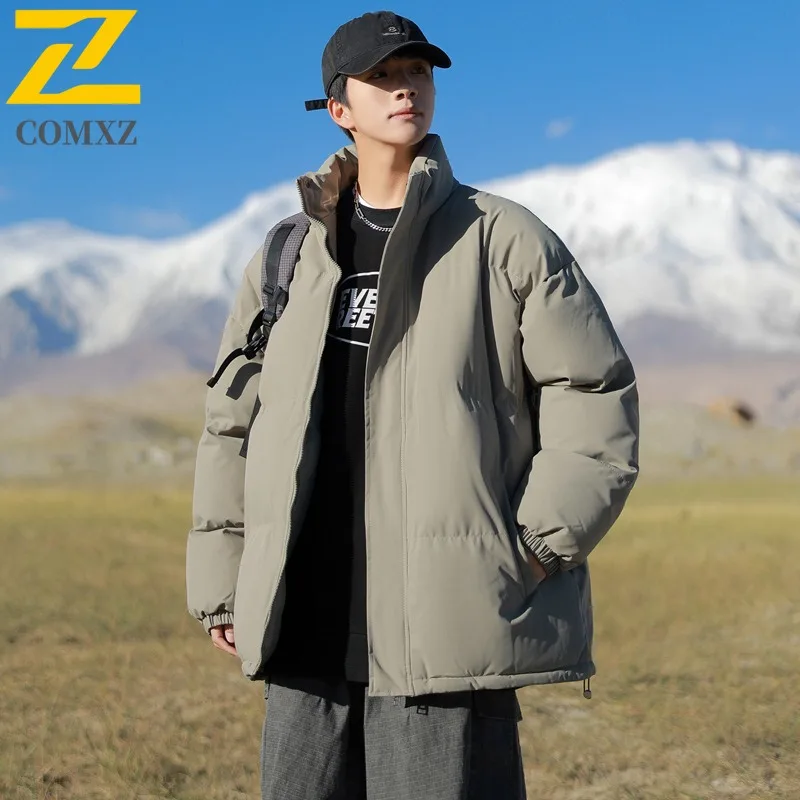 Mens Medium long Cotton Jacket Winter American Style Solid color Waterproof Windproof Parka Thermal Outdoor Sports Casual Coat