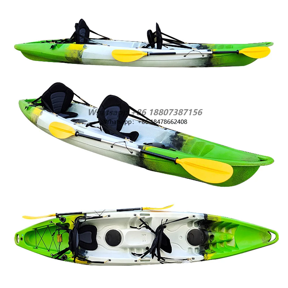 

Newly designed Rawing boat double canoe fishing with paddles and backseat cushions