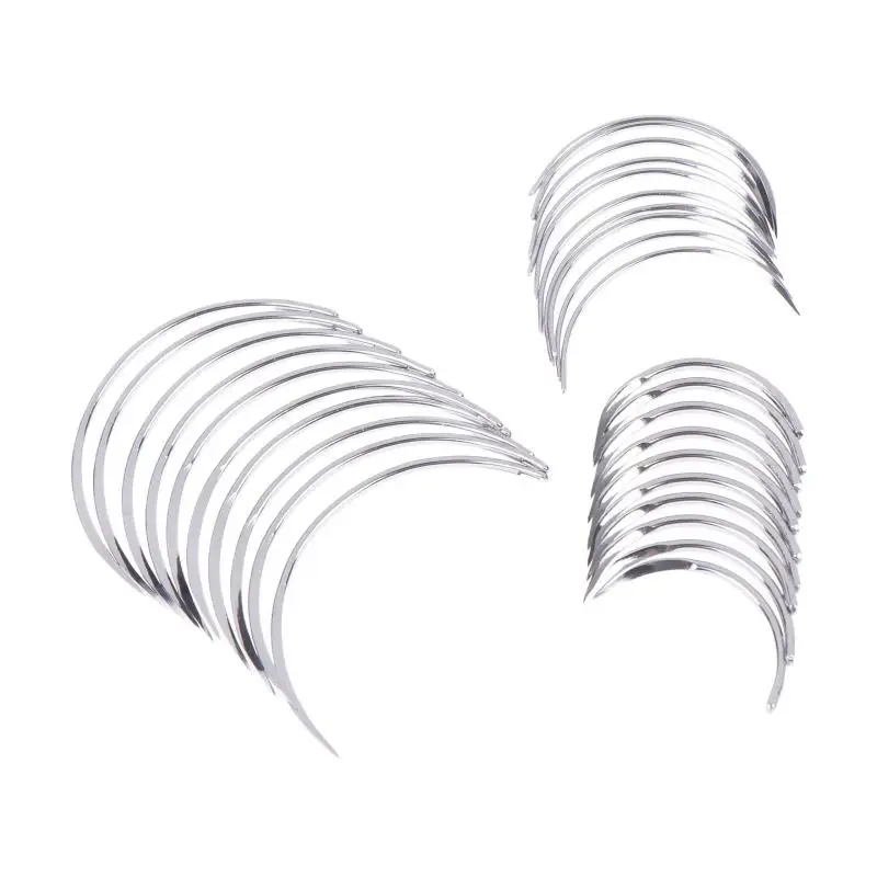 6/10 Stück chirurgisches Nahtwerkzeug, langlebiges Metall, 1/2-Ecknadel, Doppel-Augenlid, wissenschaftliches DIY-Zubehör – Detail 10