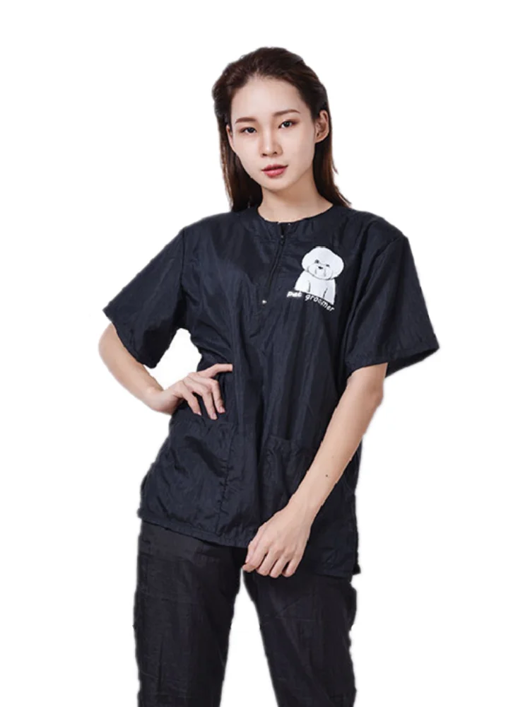 Waterproof Work Clothe Pet Groomer Uniforms Pet Dog Grooming Clothing Non Stick Hair Pet Shop Smock Pet Cleaning Care Workwear