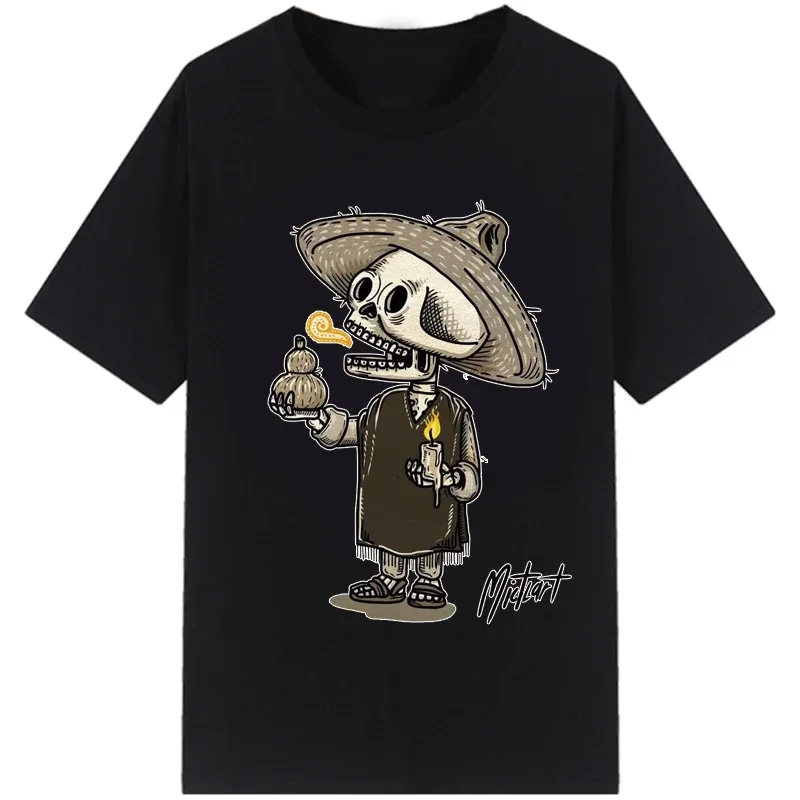 Men Day of The Dead Posada T Shirts Mexican Folk Art Sugar Skull  Clothing Short Sleeve Round Neck Tees Casual Streetwear Tops