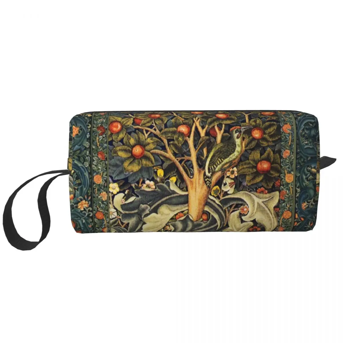 Custom William Morris Woodpecker In Fruit Tree Toiletry Bag Birds Rabbits Floral Cosmetic Makeup Beauty Storage Dopp Kit Case