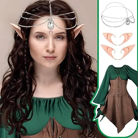 Robin Hood Costume Archer Ranger Elf Fairy Elven Cosplay Adult Women Gown Corset Mini Dress Wood Miss Halloween Outfit For Girls