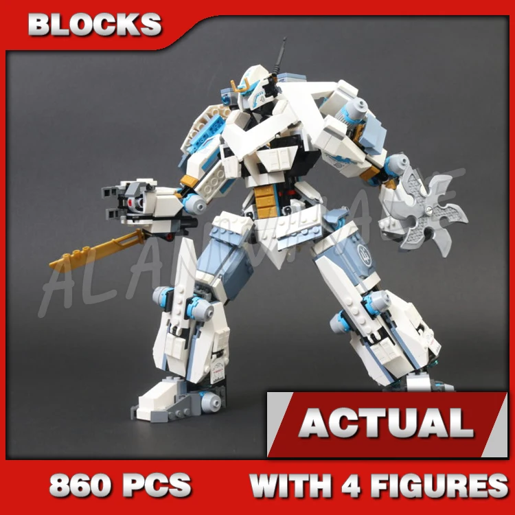 860pcs Shinobi Legacy Zane's Titan Mech Battle Ghost Warriors Posable Legs Arms 11660 Building Block Sets Compatible With Model