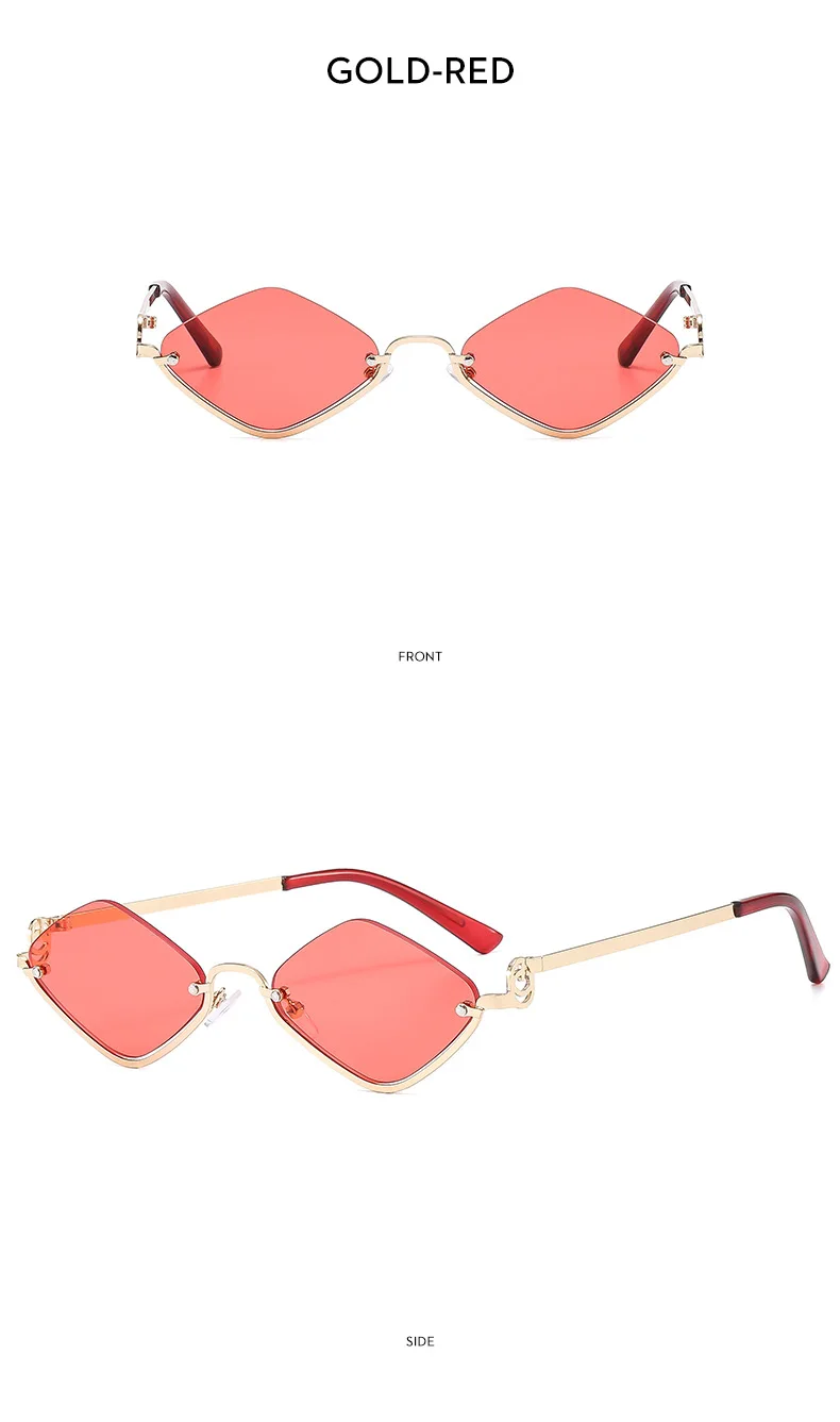 Mode Kleine Polygonale Sonnenbrille Frauen Marke Metall Halb Rahmen Gläser Damen Hipster Sexy Cat Eye Shades Vintage – Detail 11