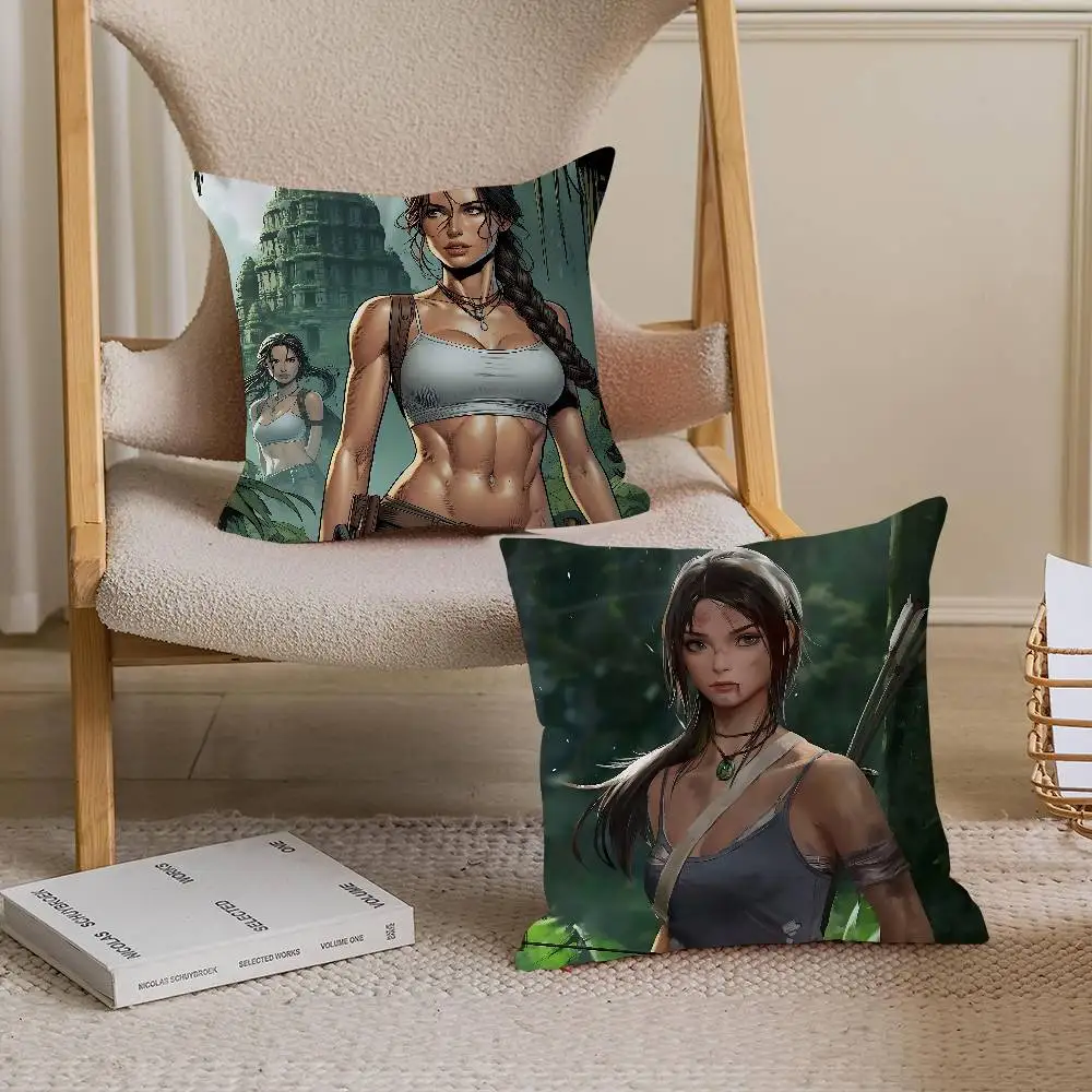 T-Tomb Raider Anime Kissenbezug Toon Geschenk Kissenbezug Schlafzimmer Home Sofa Stuhl Sitz Dekor Kissenbezug