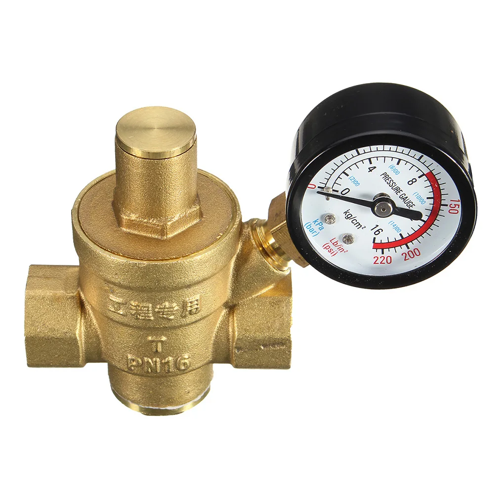 

High Quality DN15 NPT Brass 1/2inch Adjustable Water Pressure Regulator Reducer and Gauge Meter