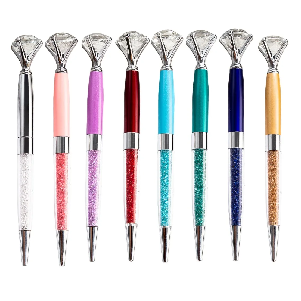 1/5 قطع قلم معدني فاخر دوار كريستال الماس ارتفع الذهب الزفاف قلم حبر جاف مكتب القرطاسية المدرسية مكتب التموين