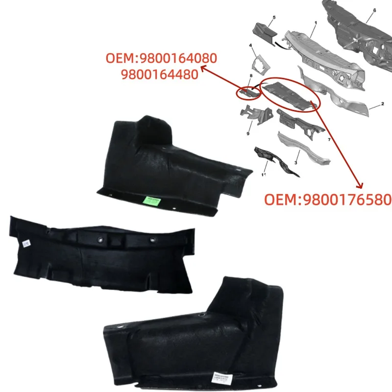 9800176580 9800164480 For Peugeot 3008 Citroen Aircraft cabin insulation cotton 9800164080