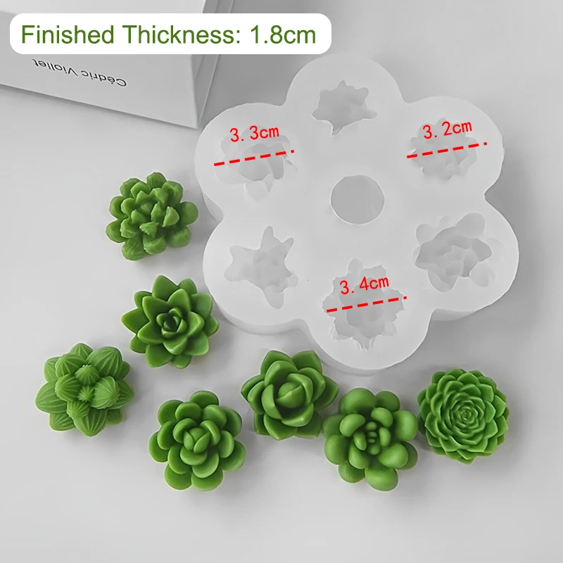Rose Shaped Succulent Plant Mold - Kitchen DIY Creativity Tool Chocolate Candle Maker Fondant Jelly Mould for Home & Garden