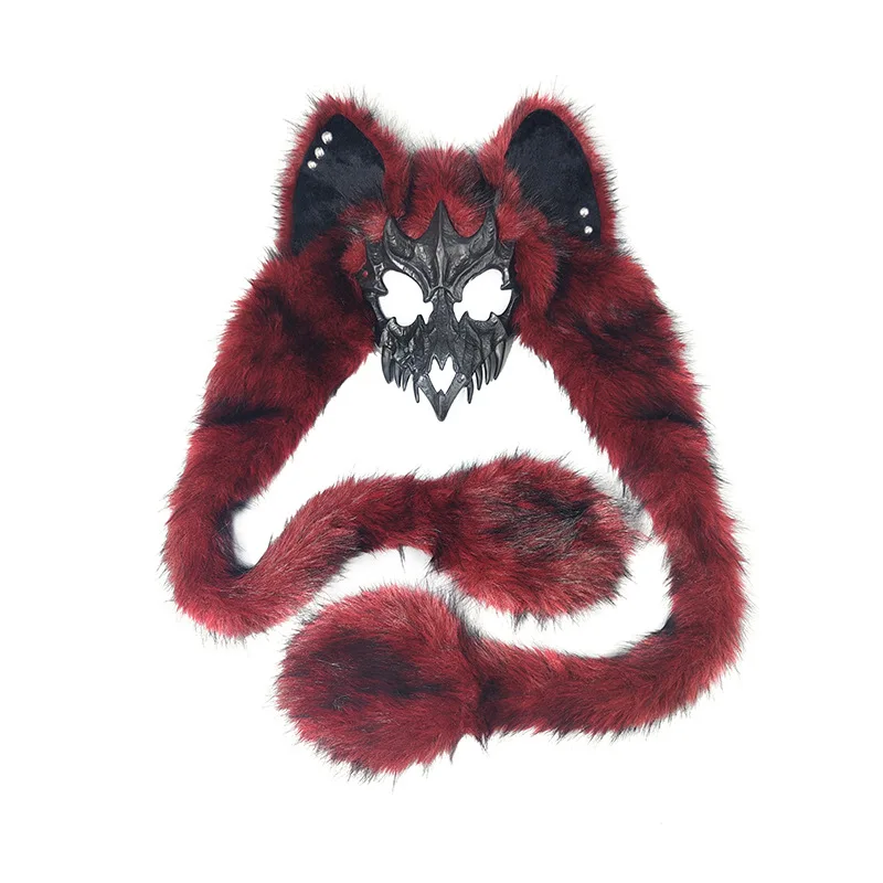 نصف وجه كوس بالذئب قناع آذان الثعلب قناع قطيفة قناع تنكر على شكل حيوان #5