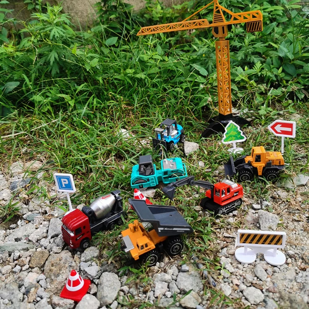 

Набор из 6 новых миниатюрных моделей строительной техники 1:64: 2 стиля, имитация металлических машин, игрушечные экскаваторы и тракторы