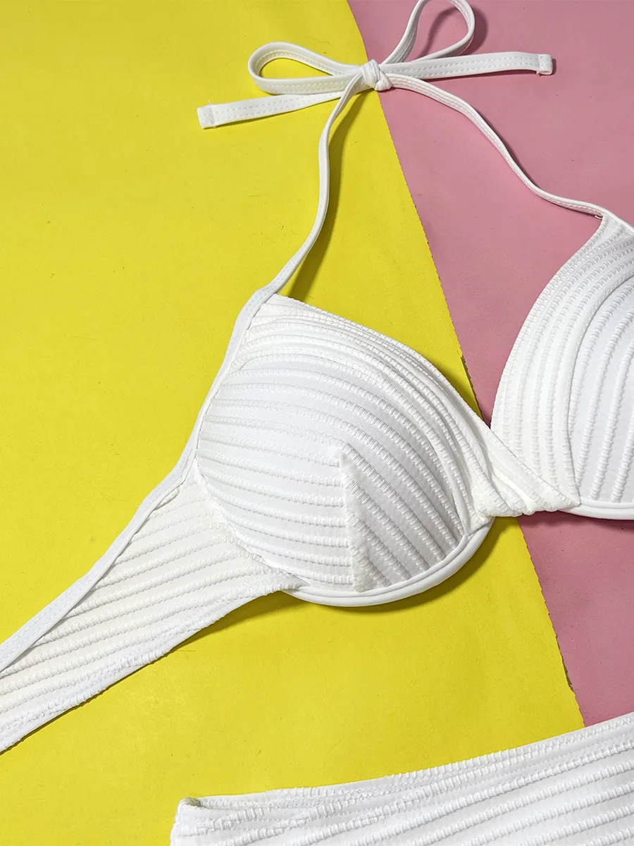 Maillot de bain deux pièces pour femmes, soutien-gorge à armatures, bikini taille haute, push-up