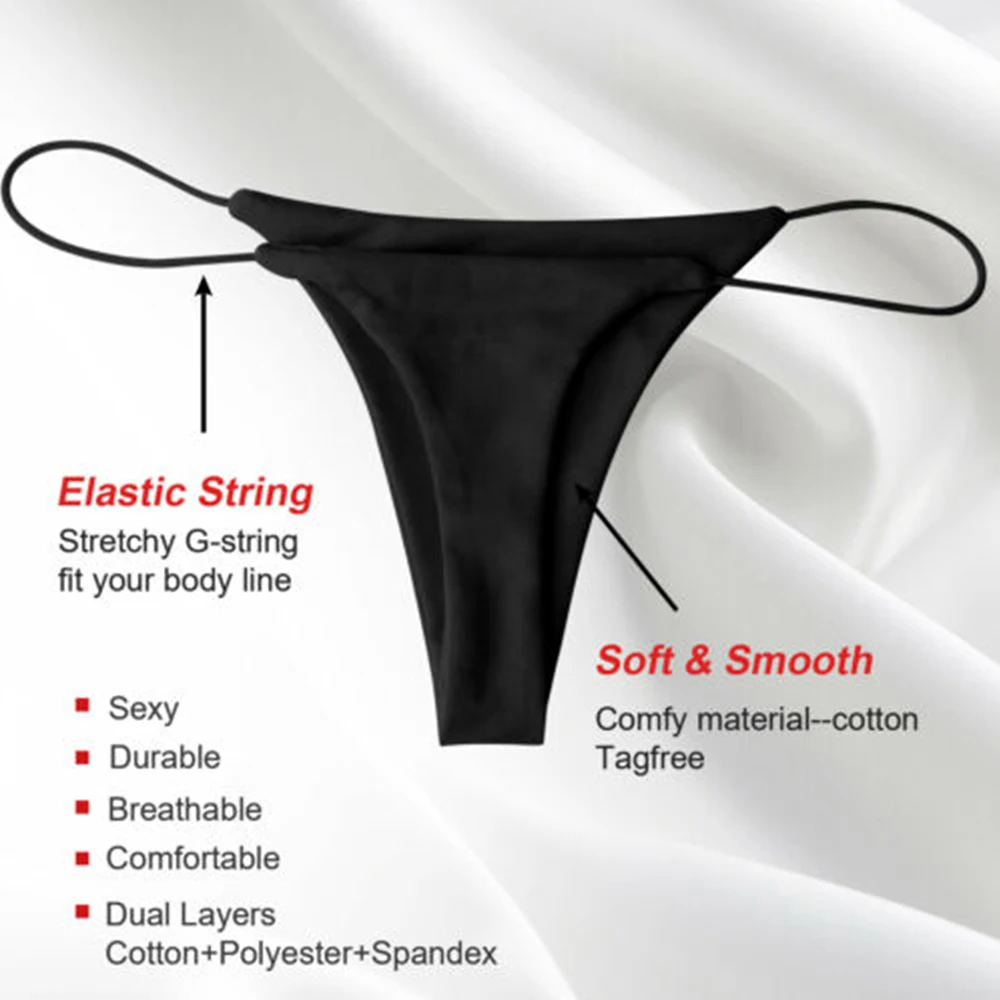 

Womens Comfortable Solid Color Briefs Sexy G-String Thongs Elastic Seamless Panties Daily Casual Underwear