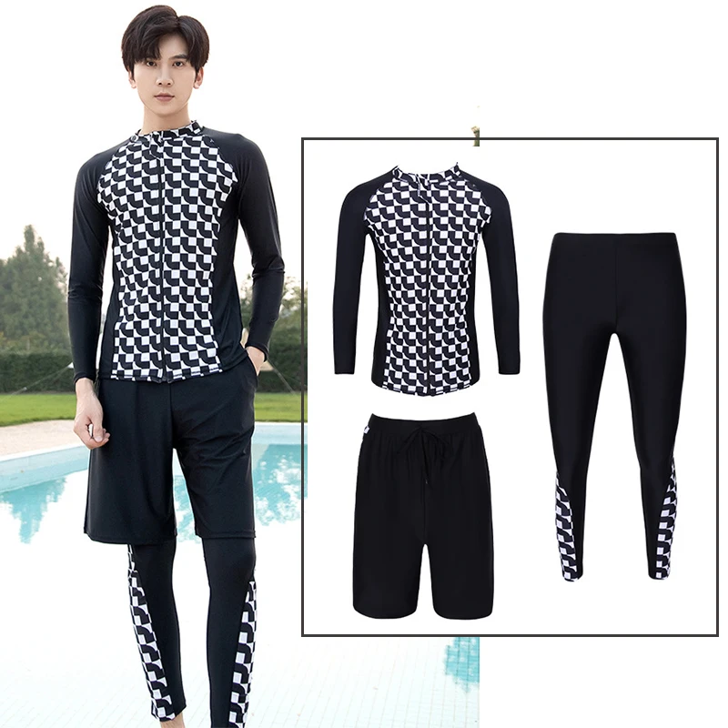 

Men's 3pcs/set Long Sleeve Rashguard UV Sun Protection Surf Shirt+Leggings+Trunks Quick Dry Swim Fishing Tops+Bottoms Tracksuit