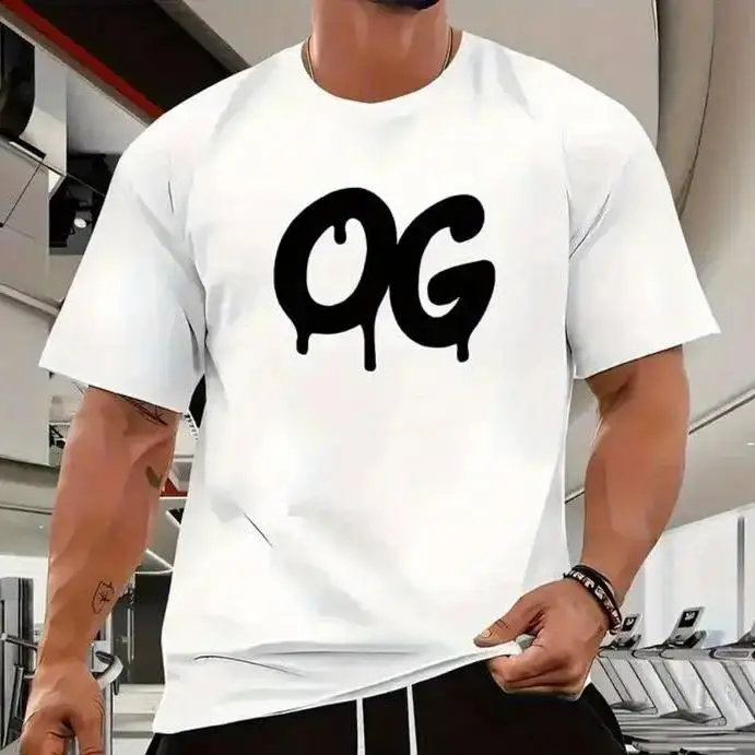 

OG — Мужская футболка с буквенным принтом — модная футболка с коротким рукавом, удобная уличная модная футболка в стиле ретро, необходимая мужская одежда
