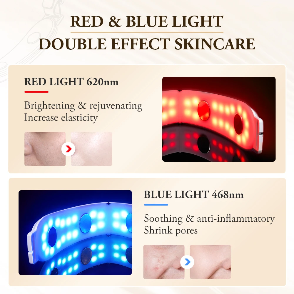 ANLAN V-Face Lifting Beauty Device 4-pole Double Chin Remove EMS Face Slimming Red/Blue Light Heat Massage Face Lifting Machine