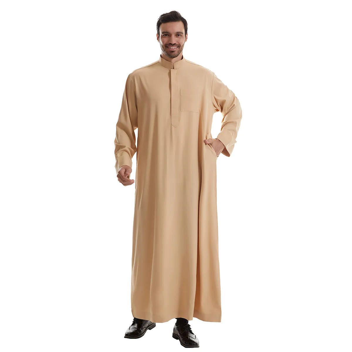 Saudi Arabic Men Robe Eid Djellaba Ramadan Muslim Men's Clothing Islam Jubba Thobe Morocco Caftan Turkey Kaftan Abaya Dress Gown