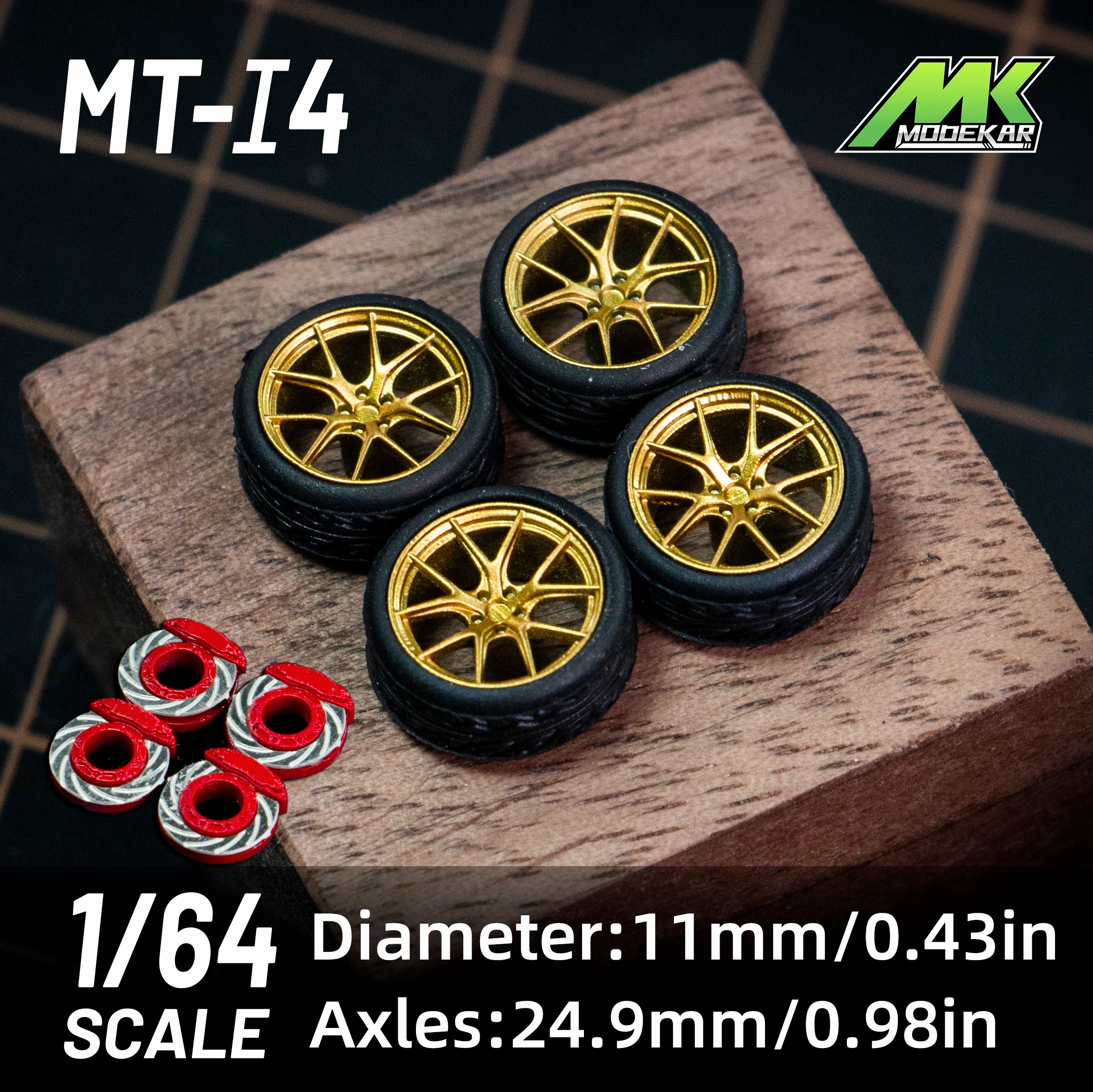 1/64 Wheels with Rubber Tires 10mm 11mm Model Car Conversion Parts JDM Hot Wheels MiniGT (with disk brake)