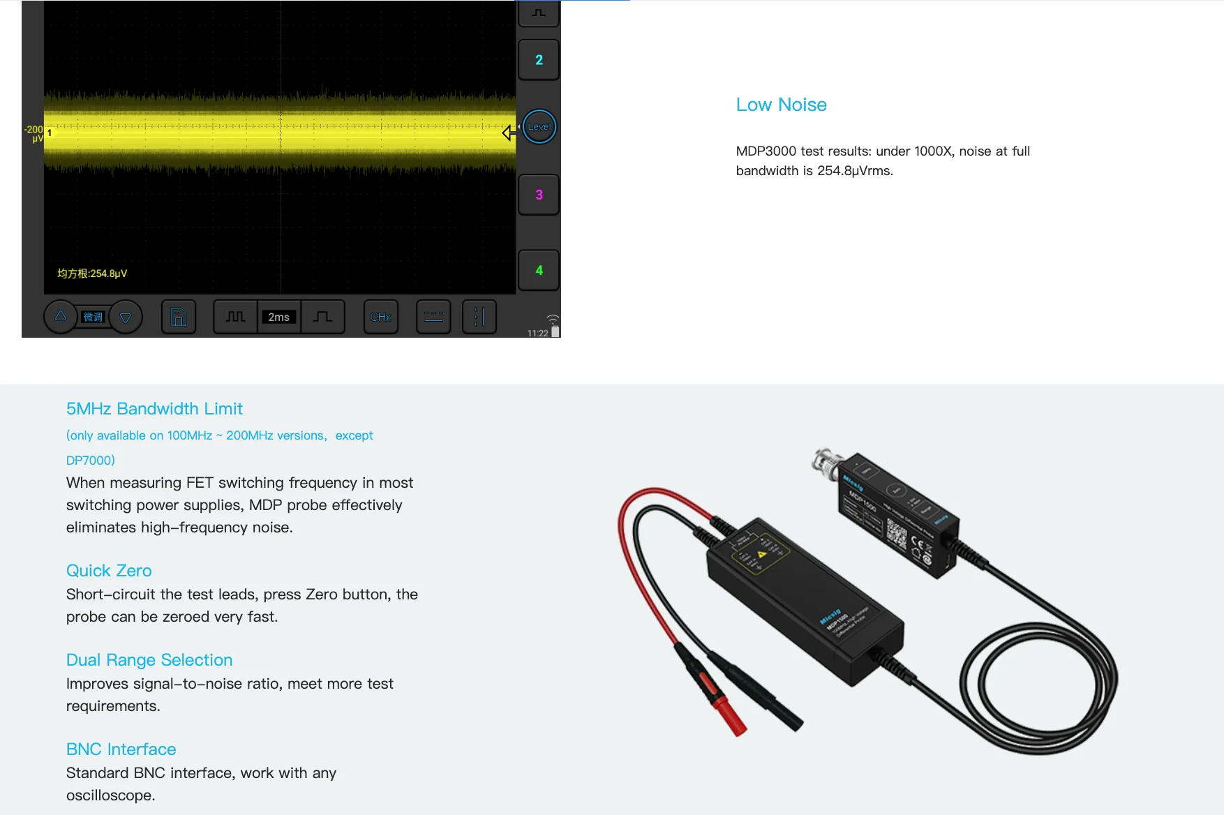 Micsig Votagle probe Micsig DP Series High Voltage Differential Probes USB output (DC 5V) DP20003 DP10007 DP10013