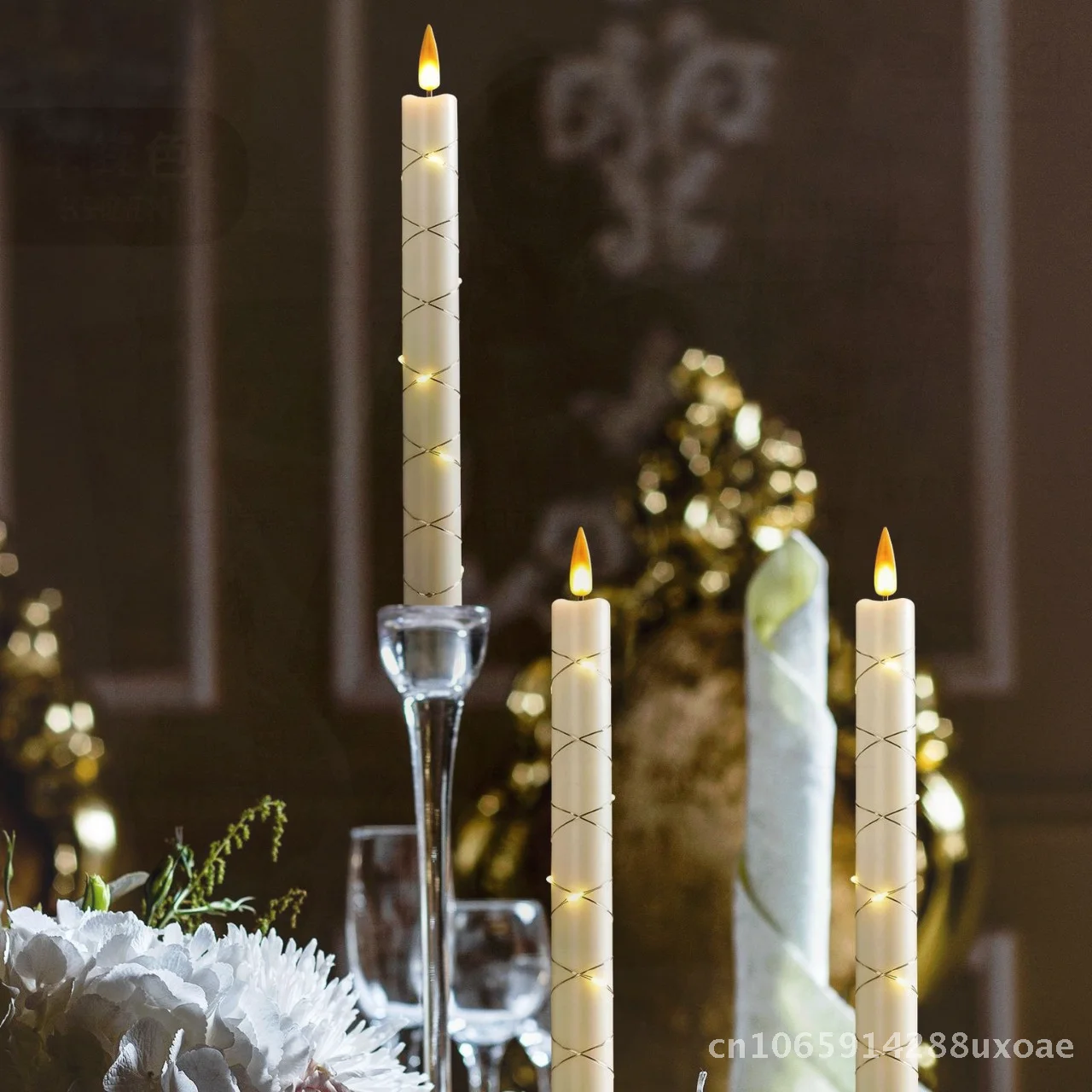 

LED Digital Pole Wax String Light Ivory White Christmas Candle Light Wedding Atmosphere Lighting Cross-Border Hot Sale