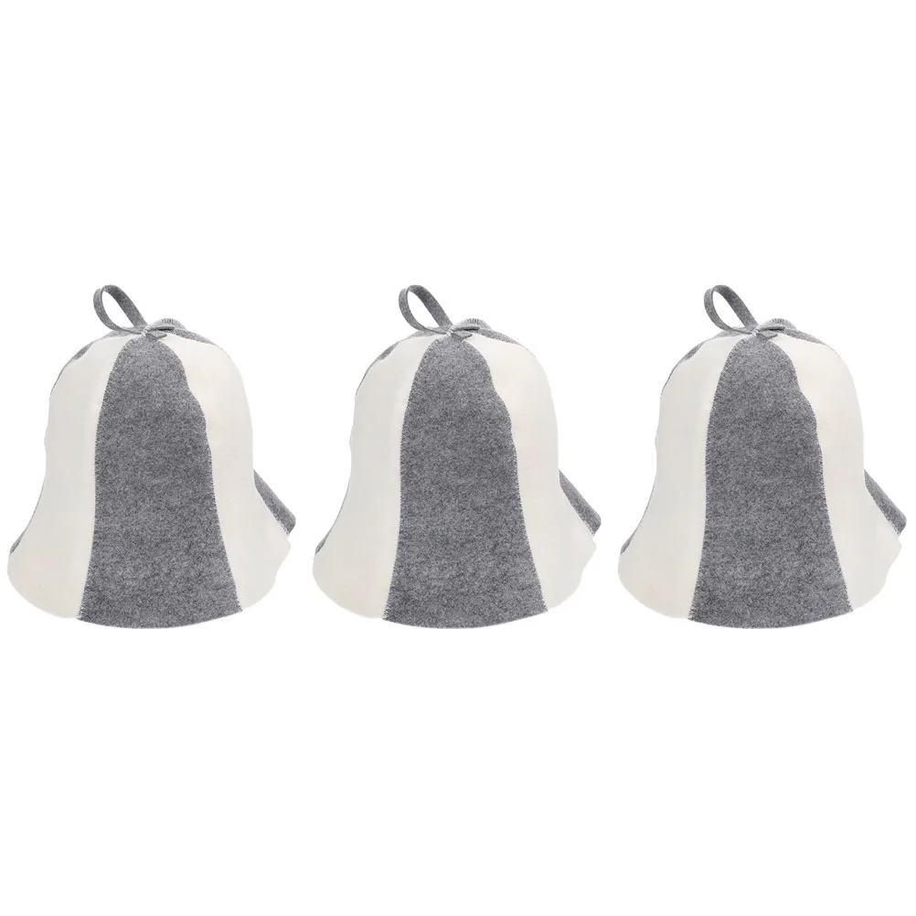 

3 pcs Sauna Hat Bath Felt Hats for Women Men Gray White 6 Pieces Shower Caps Spa Thick Hair Bathing Felt Sauna Hat Steam