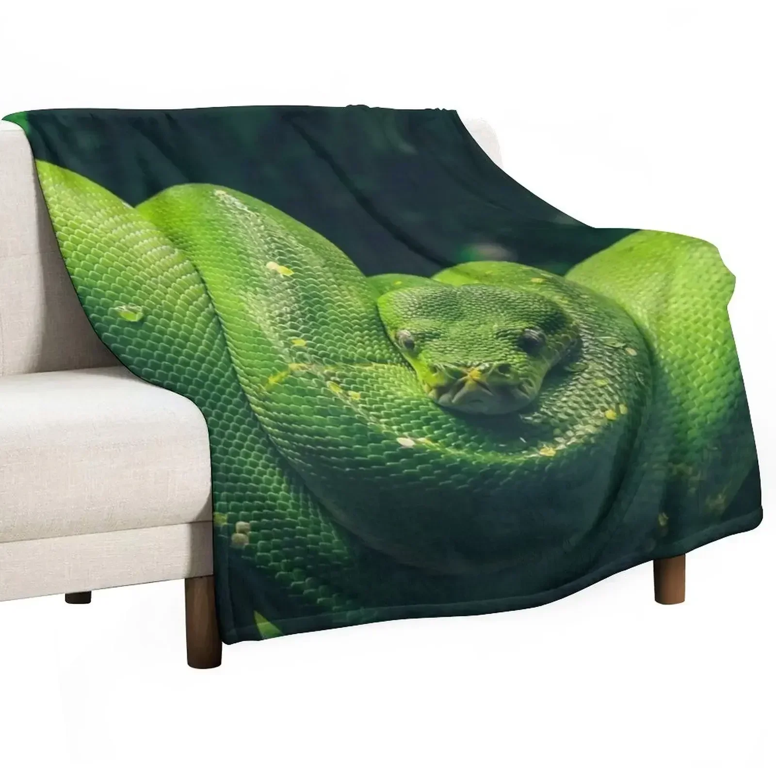 Green Tree Python Throw Blanket Multi-Purpose Retros Soft bed plaid Beach For Decorative Sofa Blankets