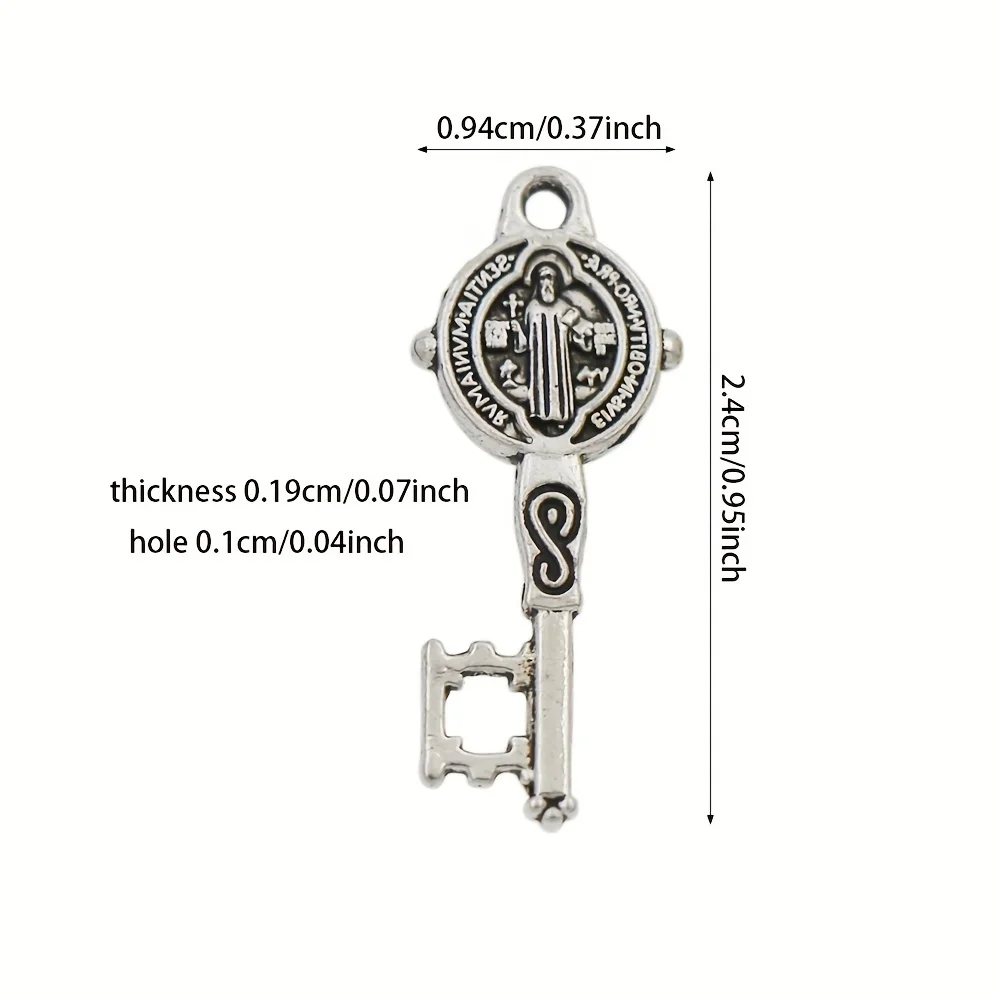 30pcs/lot 9.4x24mm Saint Benedict Metal Cross Key Charms Pendants for Crafting Jewelry Findings Making Accessory L1687