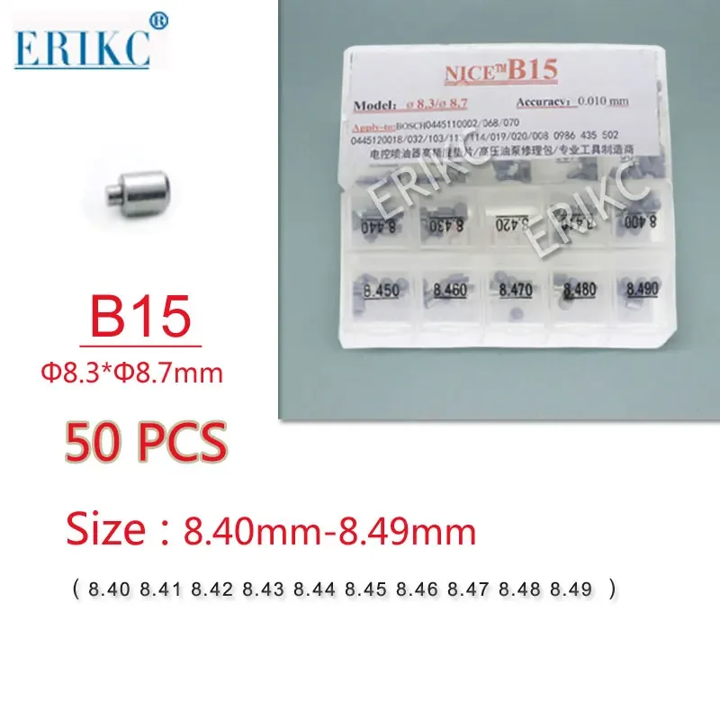 ERIKC Valve Adjustment Gaskets B15 Common Rail Injector Adjusting Shims 50 Pieces Sizes 8.40-8.49mm