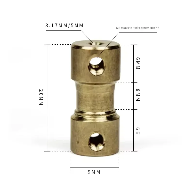 

2mm–6mm Miniature Brass Rigid Coupling – Motor Shaft Transmission Connector for DIY Robotics & RC Models