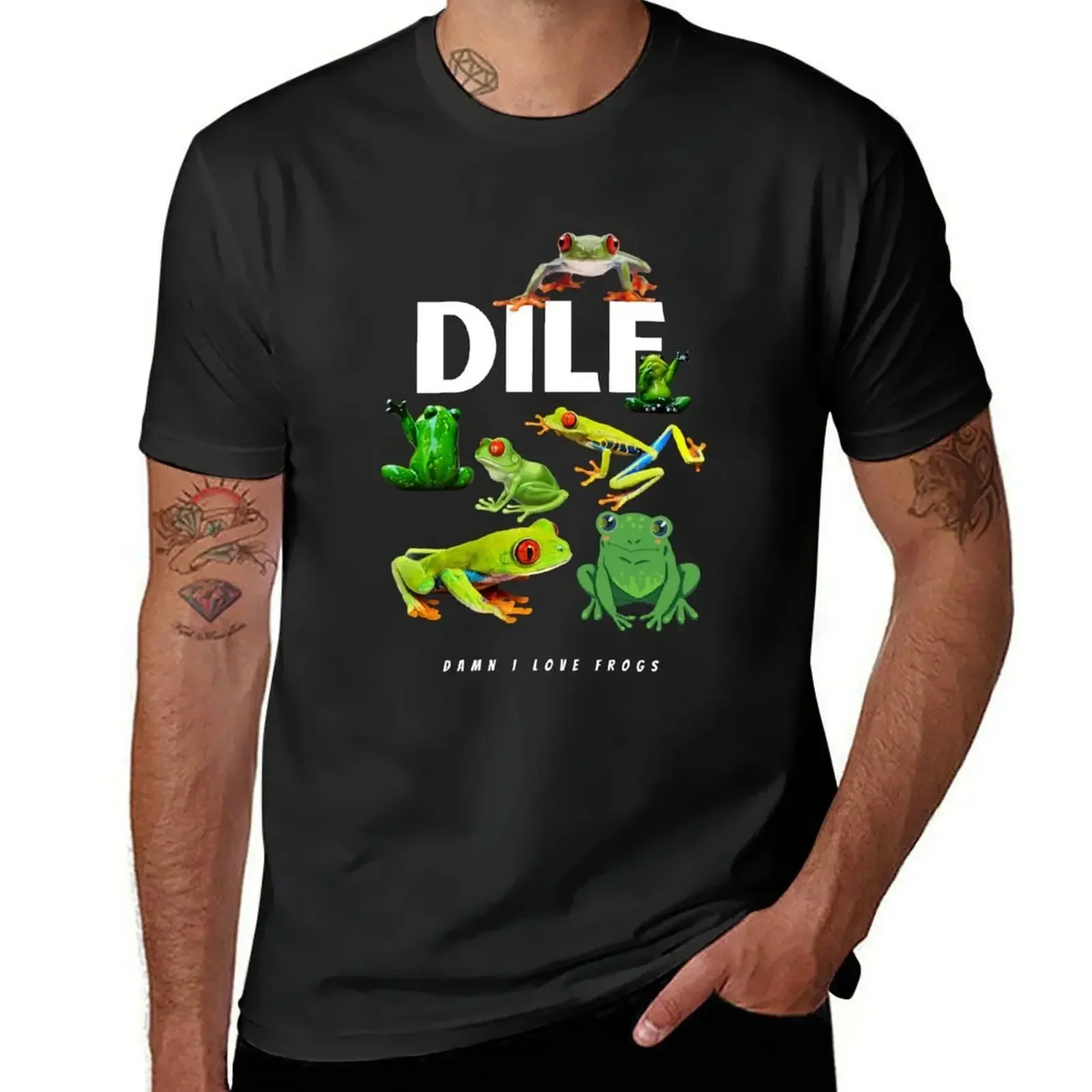 DILF Damn I Love Frogs TShirt Blouse summer tops cute tops mens white t shirts manga vintage anime clothes mens designer outfits