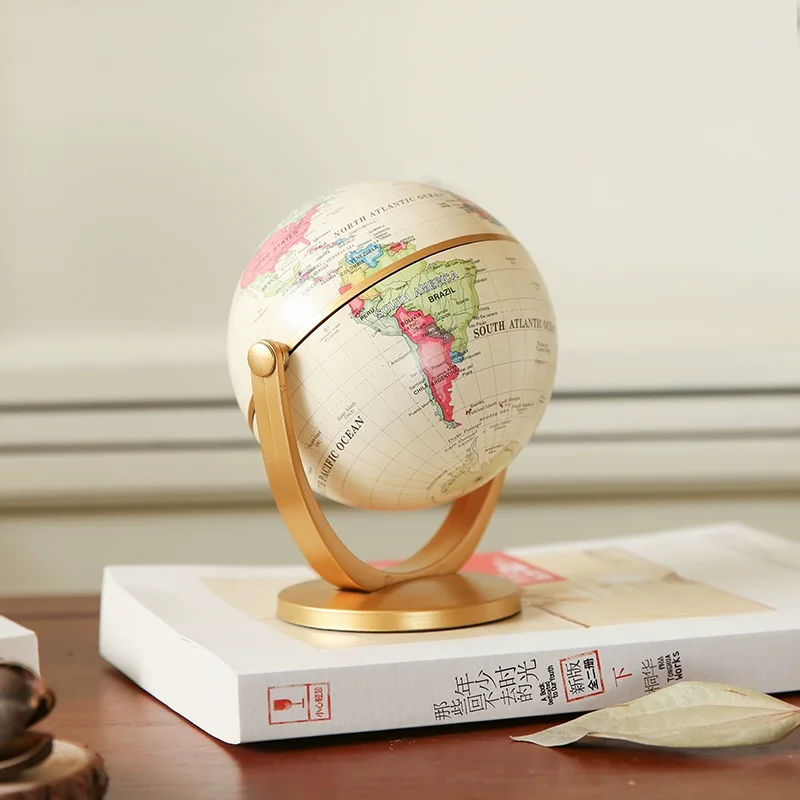 

12cm Retro 360-Rotating Globes Antique Earth Ocean World Map Ball Geography Learning Education Home Desktop School Decoration