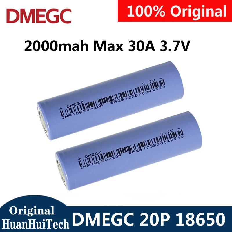 Batterie rechargeable originale de qualité supérieure DMEGC 20P INR 18650 2000mAh Max 30A 3.7V à haute capacité de décharge pour outil électrique
