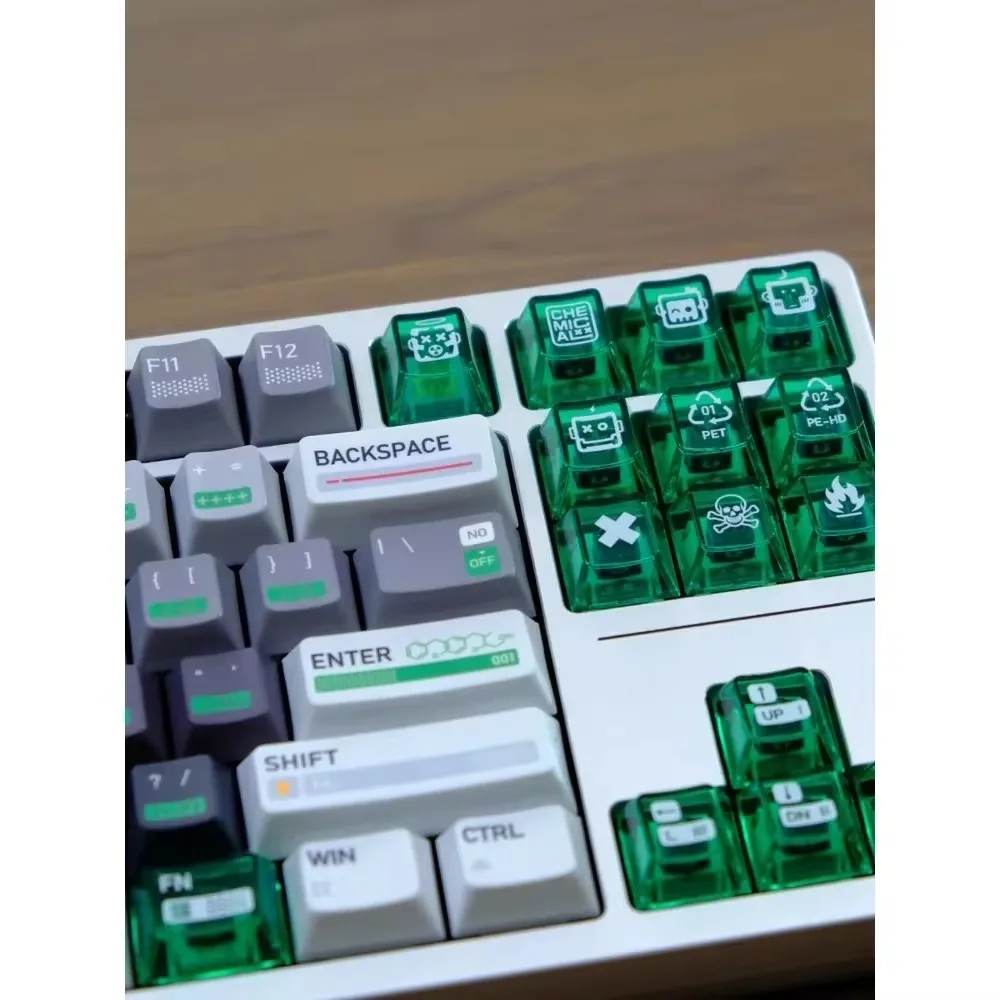 AIFEI Chemical 003 172 Keys Key Cap Original Profile PC Thermal Sublimation Green Transparent for Customized Keyboard Parts PBT