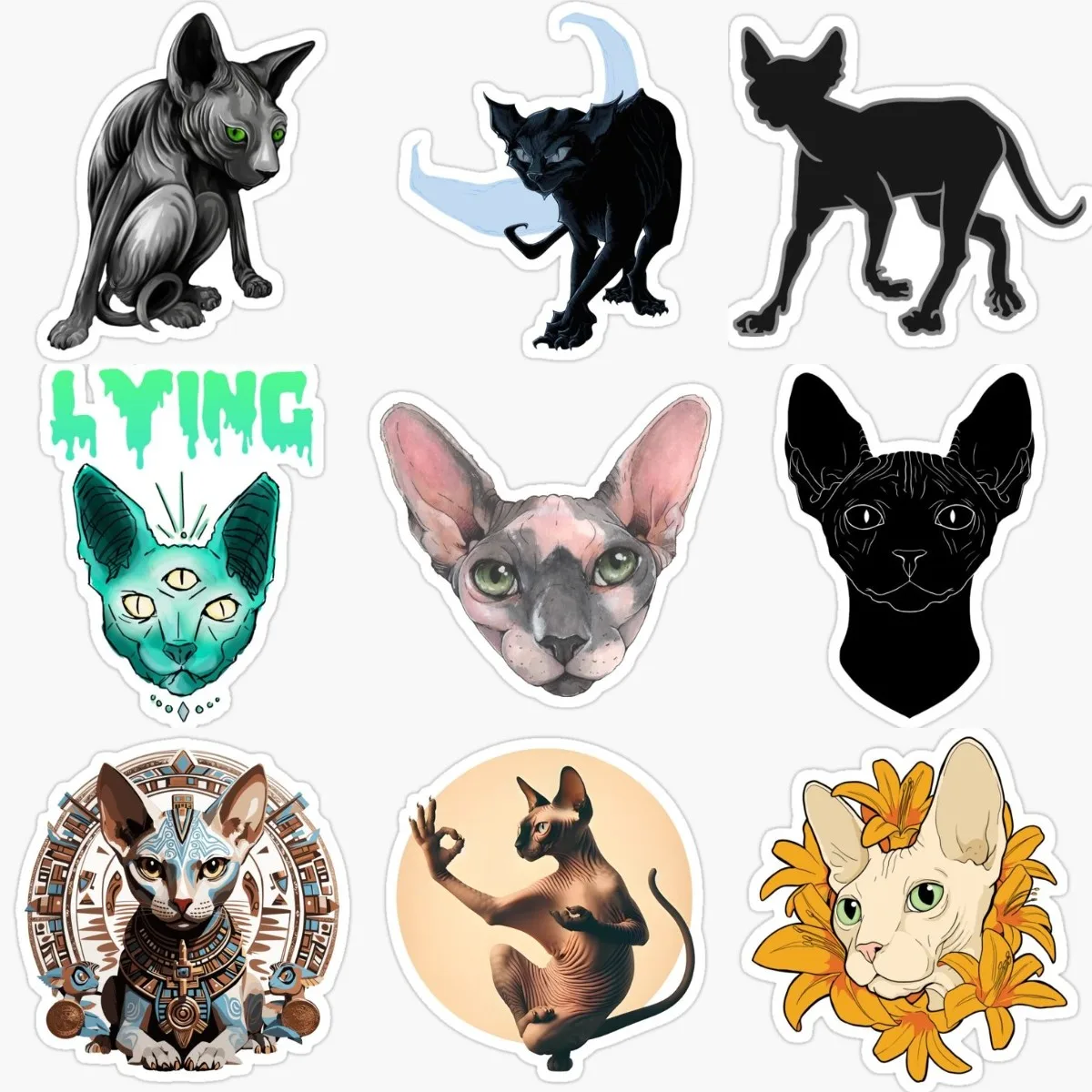 Creative Canadian Hairless Cat Sphynx Cat Pets Stickers for Decorate Car Van Bicycle Helmet Window Wall Van Table Decal