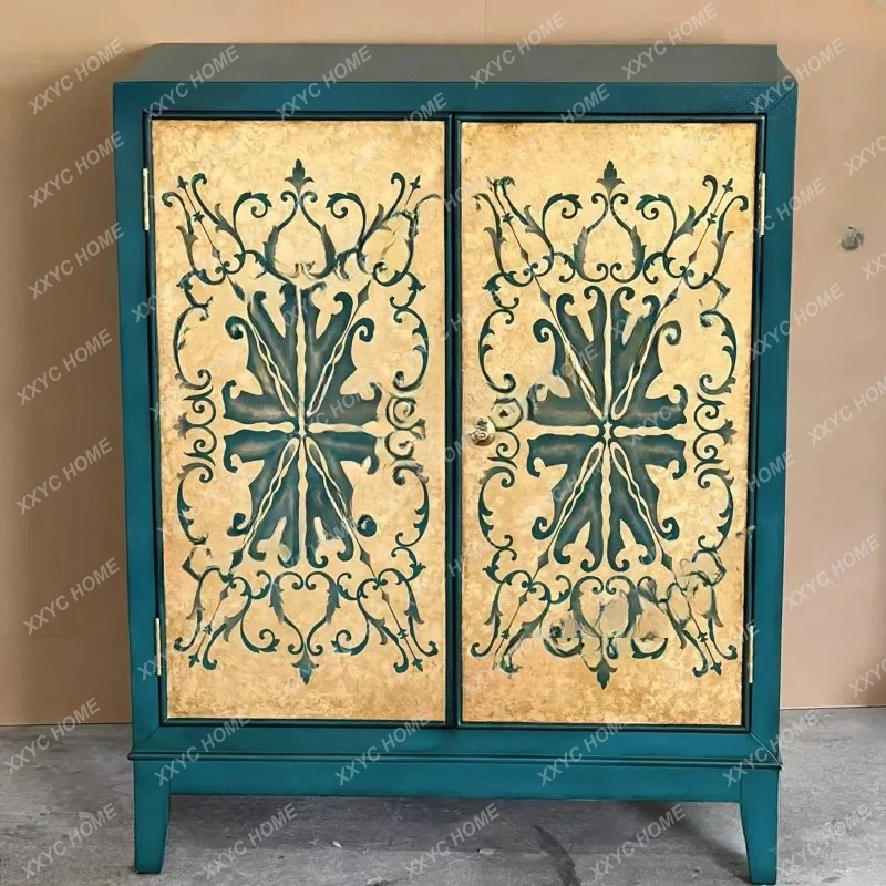 M178  retro entrance shoe cabinet living room locker high-end  solid wood decorative cabinet