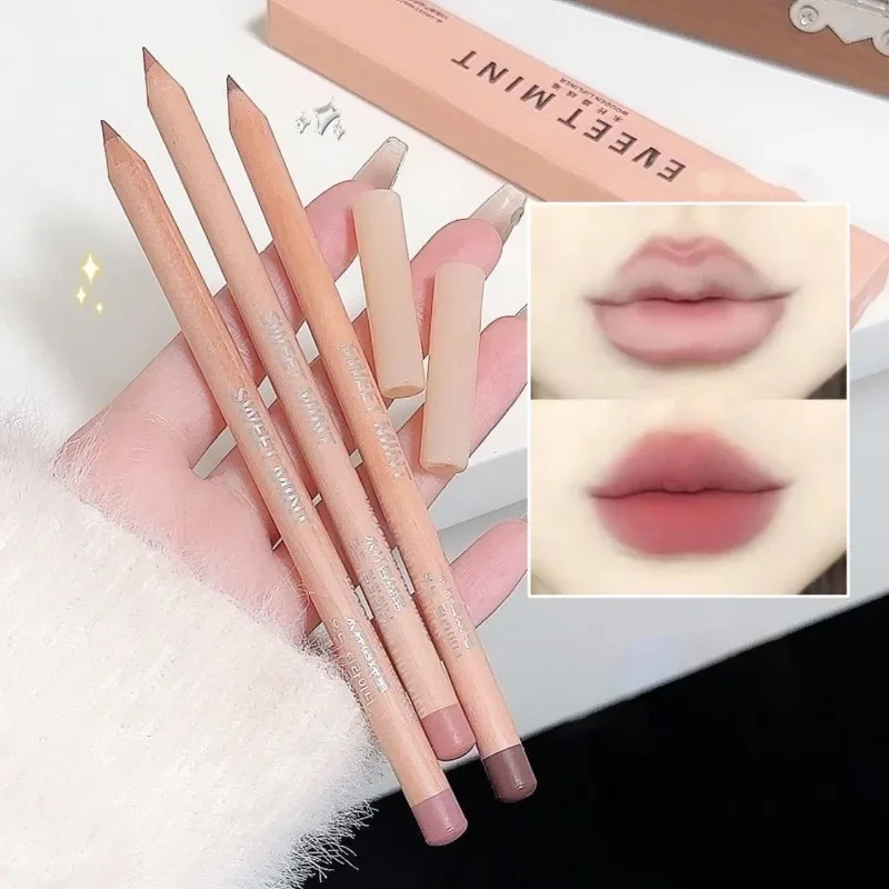 Rose Pink Lip Liner Matte Long Lasting Natural Lipliner Pencil Wooden Pole Nude Brown Lip Liner Lipstick Lips Contour Makeup